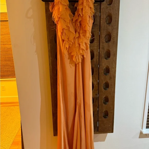 LoveShackFancy orange silk feather dress - Picture 2 of 5